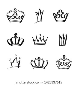Hand drawn crowns. King and princess crowns. Vector illustration. Decorating of invitations,greeting,cards. Invitation card