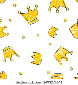 Handgezeichnete Kronen nahtlose Muster Hintergrund Vektorgrafik