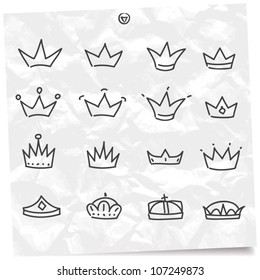 Hand drawn crowns set