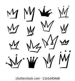 hand drawn crowns set