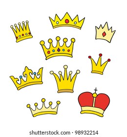Hand drawn crowns. Vector illustration