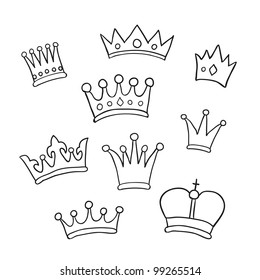 Hand drawn crowns. Vector illustration