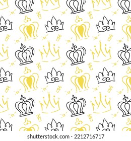 hand drawn crownst set doodle graphic
