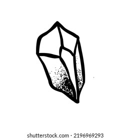 Gema de cristal dibujado a mano aislada en blanco. Símbolo de gema geométrico en blanco y negro. Ilustración vectorial. Diseño gótico, símbolo místico místico en contornos negros. Contando el futuro, concepto de Halloween.