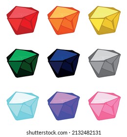 Handgezeichnete Kristalle Set. Sammlung von Vektorgrafiken mit geometrischen Edelsteinen. Farbiger Glassplitter. Für Geologie, Schmuckgeschäft, Dekoration, Spiel, Web.