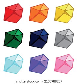 Hand drawn crystals set. Geometric gems diamonds vector illustrations collection. Colorful shard of glass. For geology, jewelry store, decoration, game, web.