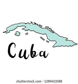 Hand drawn of Cuba map, vector illustration