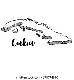 Hand drawn of Cuba map, vector illustration