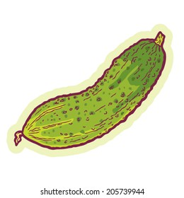 Hand drawn cucumber cartoon vector.