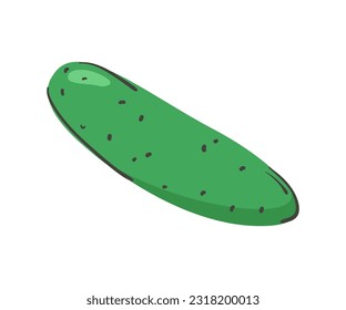 Hand drawn cucumber isolated on a white background. Vector illustration. Colorful and minimalistic. For sticker and design.