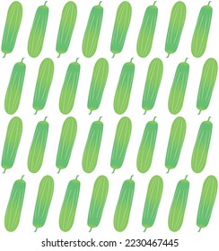Hand drawn Cucumber seamless pattern. Hand drawn Vegetable background. Hand drawn doodle pattern. Vegetable, textile fabric print pattern,