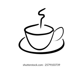 Hand drawn a cup of coffee design vector illustration on transparent background