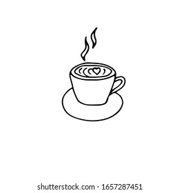 Hand drawn cup of coffee. Doodle vector illustration.  