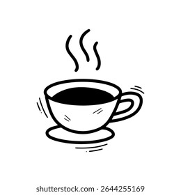 Hand Drawn Cup of Coffee Illustration. Doodle Vector. Isolated on White Background - EPS 10 Vector