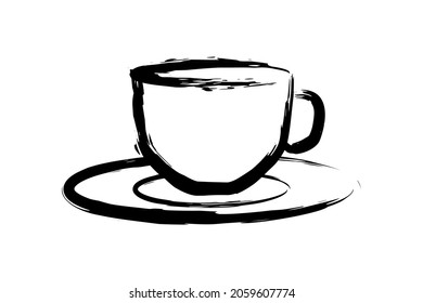 Hand drawn cup of coffee. Isolated and good for any project.