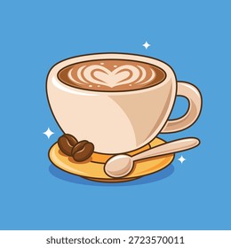Handgezeichnet eine Tasse Kaffee Latte Vektorgrafik