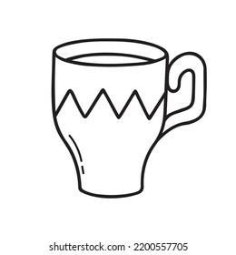 Hand drawn cup of coffee or tea doodle. Tea time in sketch style. Vector illustration isolated on white background