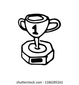 Hand drawn cup doodle icon. Hand drawn black sketch. Sign symbol. Decoration element. White background. Isolated. Flat design. Vector illustration.
