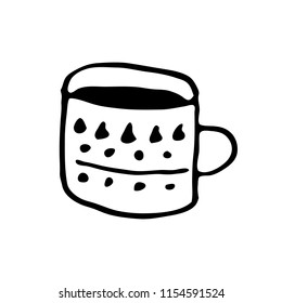 Hand Drawn cup doodle. Sketch style icon. Decoration element. Isolated on white background. Flat design. Vector illustration.