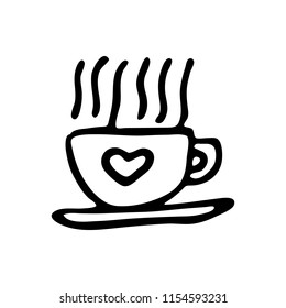 Hand Drawn cup doodle. Sketch style icon. Decoration element. Isolated on white background. Flat design. Vector illustration.