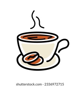 Dibujo manual de una taza de café caliente ilustración de diseño lineal vector eps10. elemento gráfico moderno para logotipo, infografía, icono, afiche