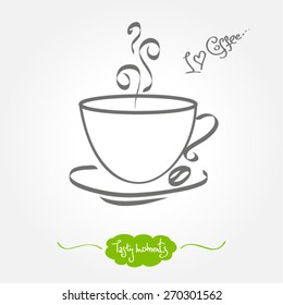 hand drawn cup of hot coffee