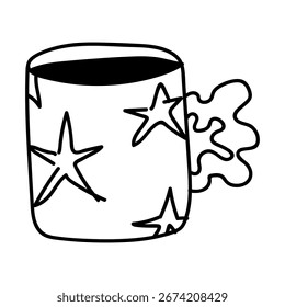 Taça desenhada à mão com bebida quente