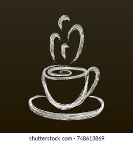 hand drawn cup icon on blackboard background