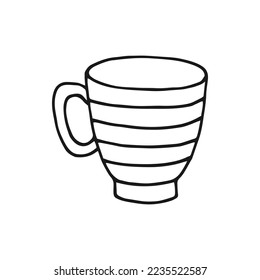 Hand drawn cup mug. Cup in doodle style. Vector illustration isolated on white background.