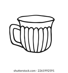 Hand drawn cup mug. Cup in doodle style. Vector illustration isolated on white background.