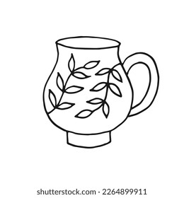 Hand drawn cup mug. Cup in doodle style. Vector illustration isolated on white background.