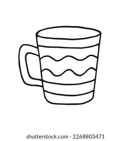 Hand drawn cup mug. Cup in doodle style. Vector illustration isolated on white background.