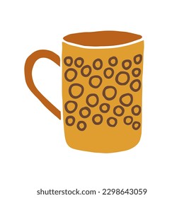 Hand drawn cup mug. Cup in doodle cartoon style. Vector illustration isolated.