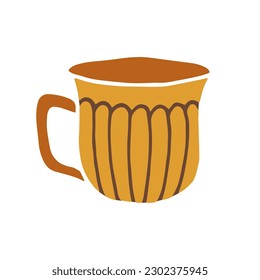 Hand drawn cup mug. Cup in doodle cartoon style. Vector illustration isolated.