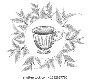 Hand drawn a cup of tea.