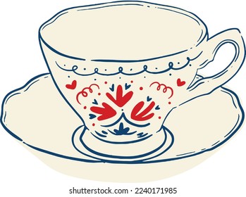 Ilustración de la taza de té dibujada a mano