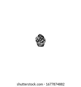 hand drawn of cupcake cartoon icon design