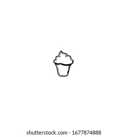 hand drawn of cupcake cartoon icon design