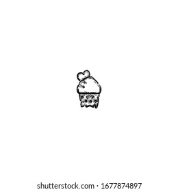 hand drawn of cupcake cartoon icon design