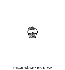hand drawn of cupcake cartoon icon design
