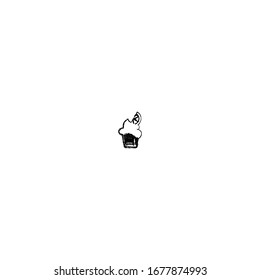 hand drawn of cupcake cartoon icon design