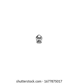 hand drawn of cupcake cartoon icon design