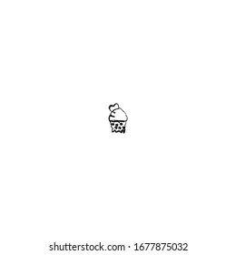 hand drawn of cupcake cartoon icon design
