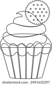 Hand Drawn Cupcake Dessert in Flat Style. Vector Illustration Design