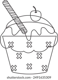 Postre de quequitos dibujado a mano en estilo plano. Diseño de Ilustración vectorial