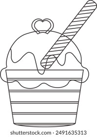 Handgezeichneter Cupcake Dessert im flachen Stil. Vektorillustration-Design