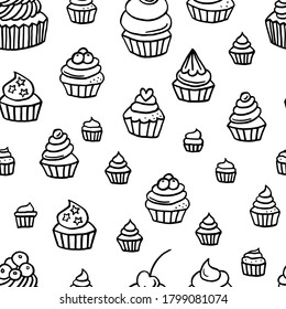 Patrón sin fisuras, postres, bayas. Ilustración del vector