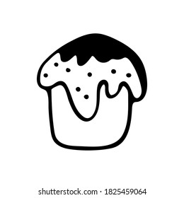 Hand drawn cupcake doodle. Sweets and pastries on a white background. Vector illustration.