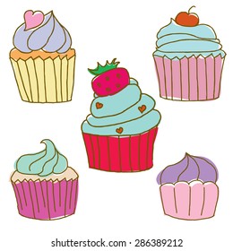 Hand Drawn Cupcake Doodles