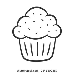 Hand drawn cupcake with frosting and sprinkles, vector eps10 illustration